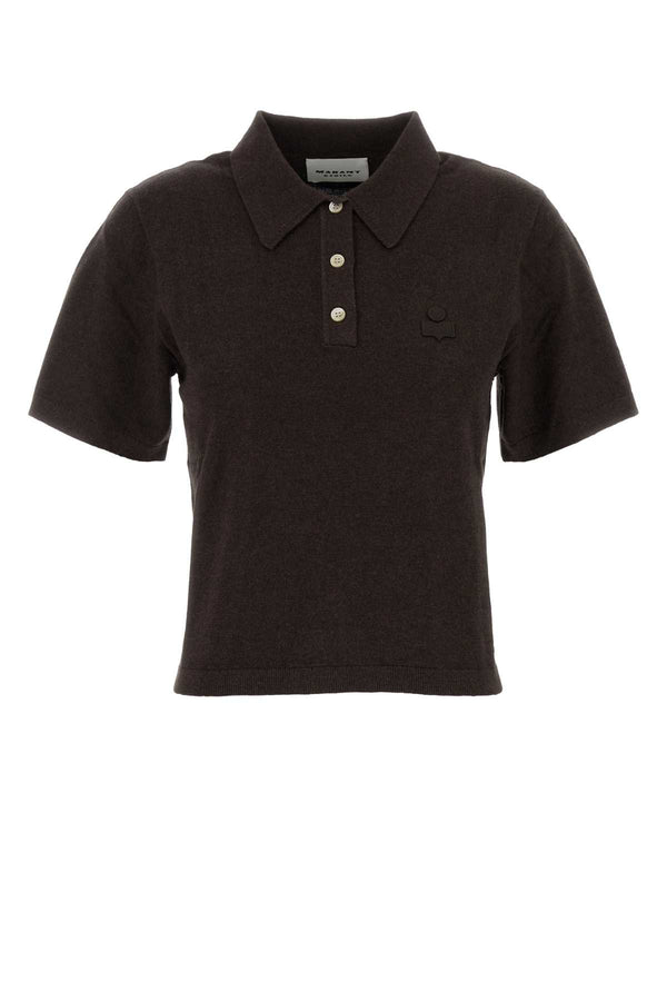 Chocolate Cotton Blend Althea Polo Shirt Exterior: Wool