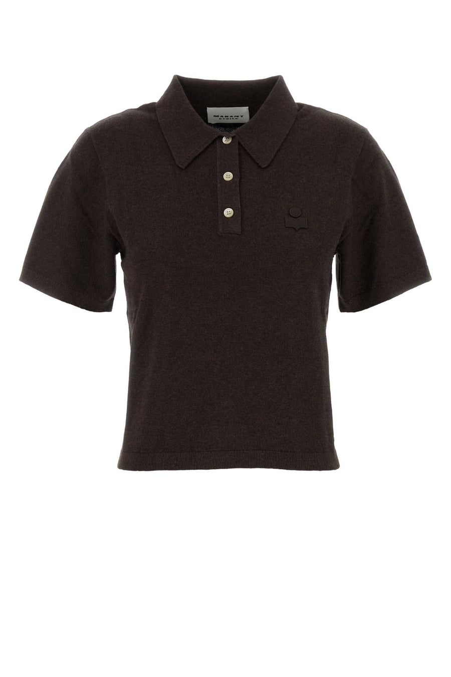 Chocolate Cotton Blend Althea Polo Shirt Exterior: Wool