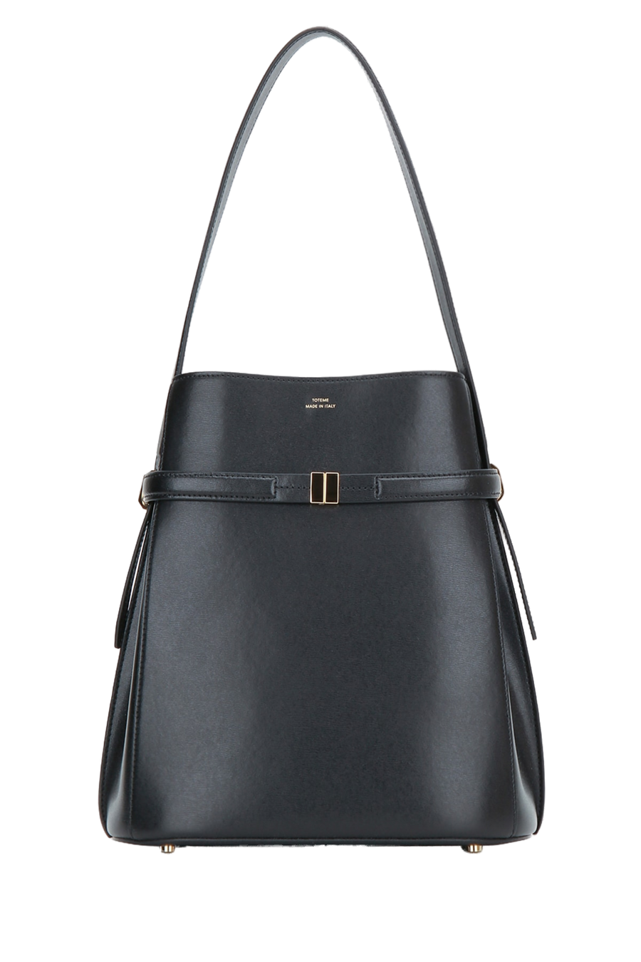 Belted Leather Bucket Bag Black Cow Borse A Mano
