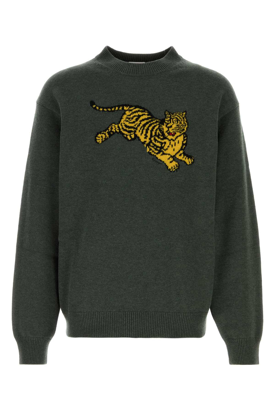 Khaki Wool Blend Sweater Darkkhaki Exterior: Cotton Maglieria