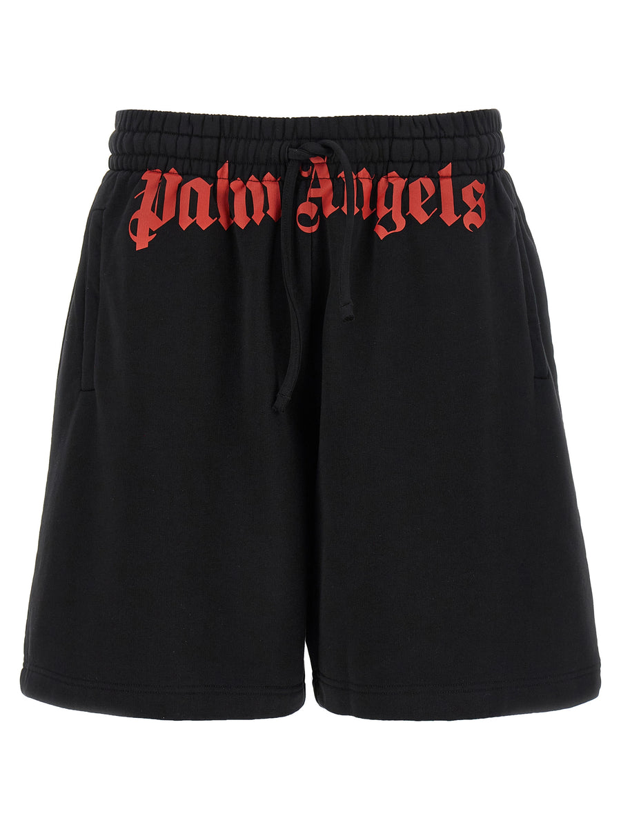 Palm Angels 100% cotton bermuda shorts in black