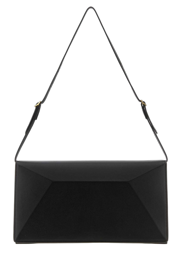 Jil Sander Exterior: 100% Ovine leather; Lining: 100% Leather; Finishing: Silver metal clutch in black