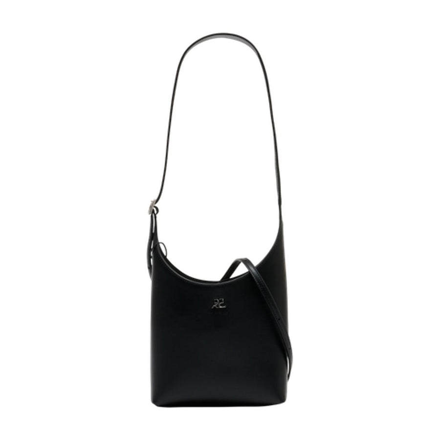 Courreges calfskin shoulder bag in black