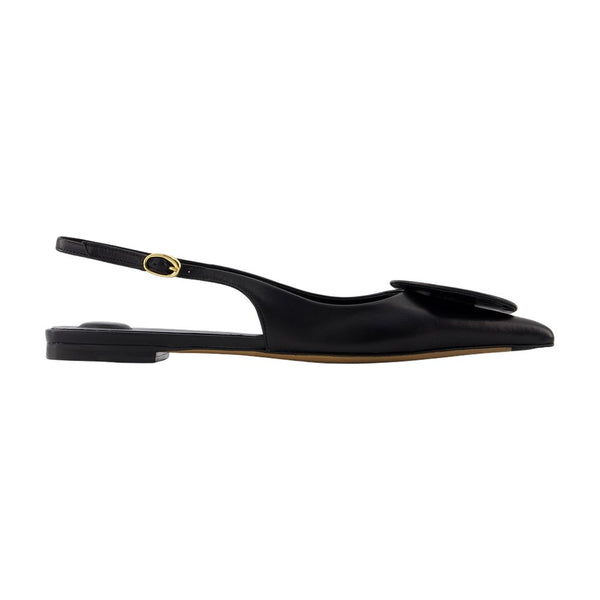 Jacquemus calfskin slingback flat in black
