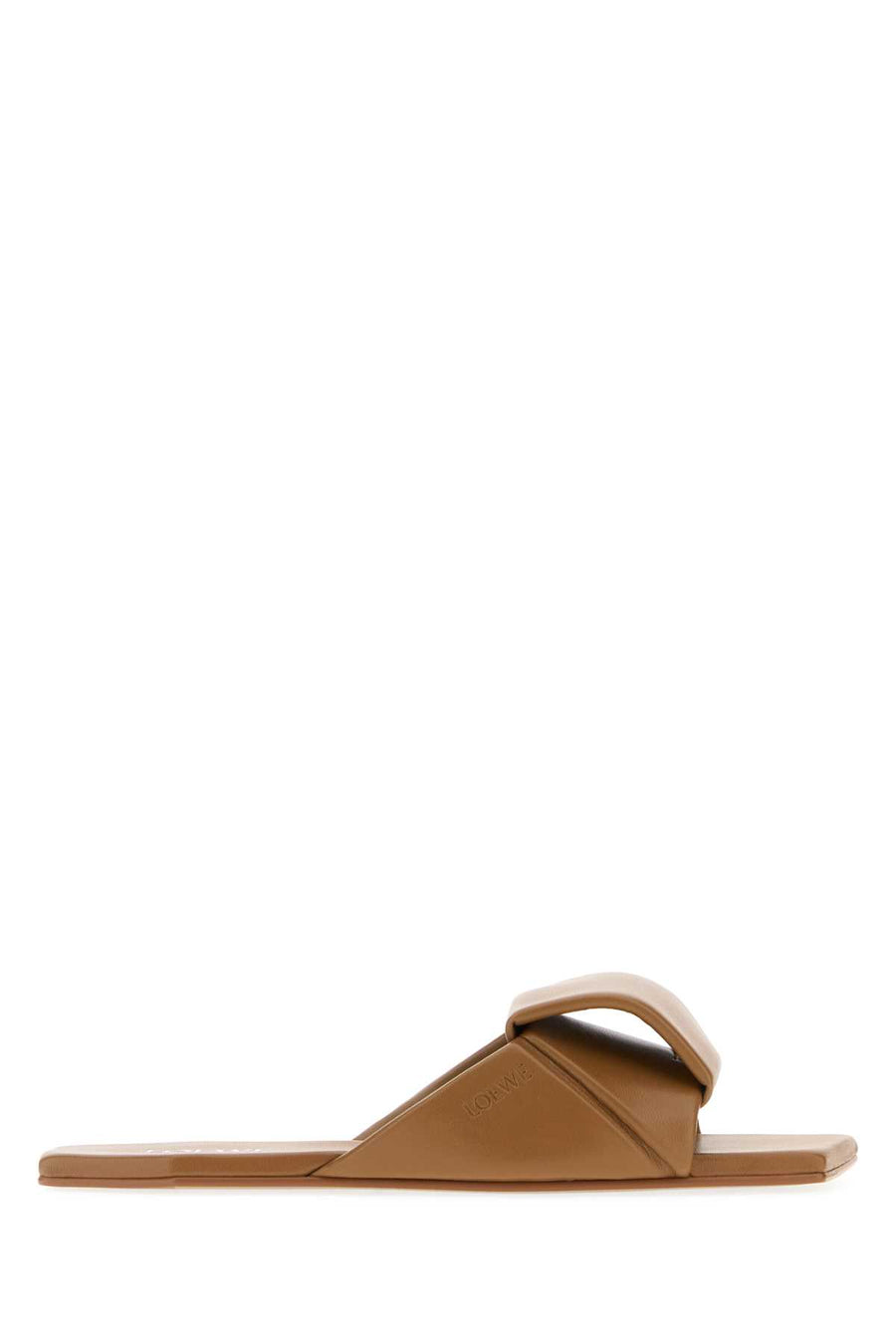 Camel Leather Origami Slippers Mocha