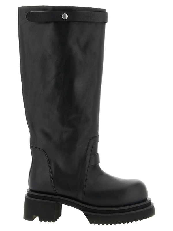 Black Calfskin Over The Knee Shoe