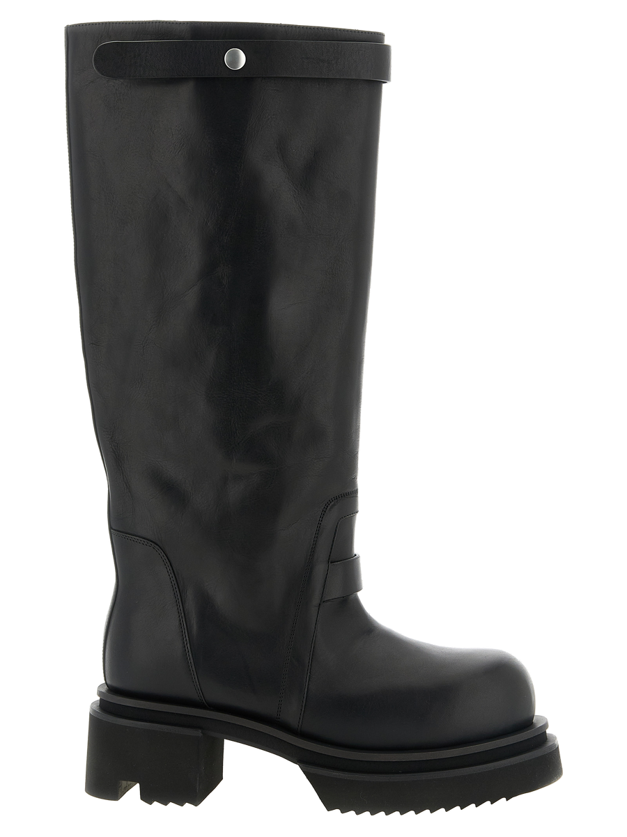 Black Calfskin Over The Knee Shoe