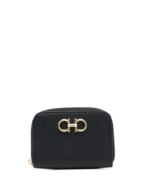 Ferragamo Leather card case in black
