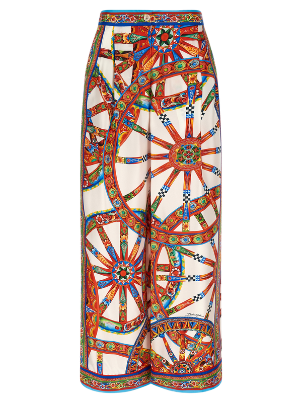 Multicolor Silk Casual Pants