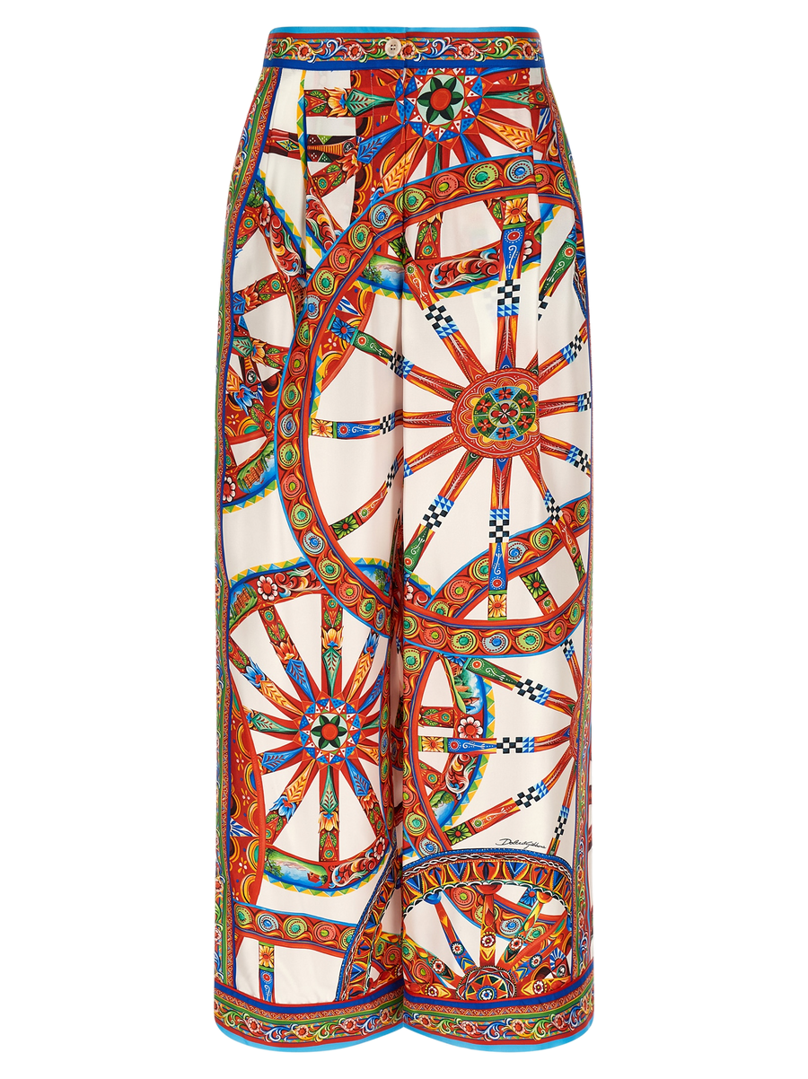 Multicolor Silk Casual Pants