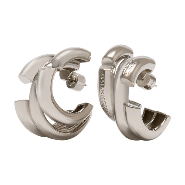 Balenciaga metal earrings in silver