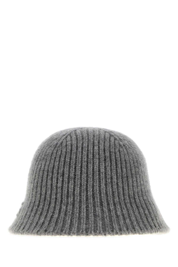 Grey Wool Blend Bucket Hat Grigio Lana Vergine Cashmere Cappelli E Fasce Per Capelli