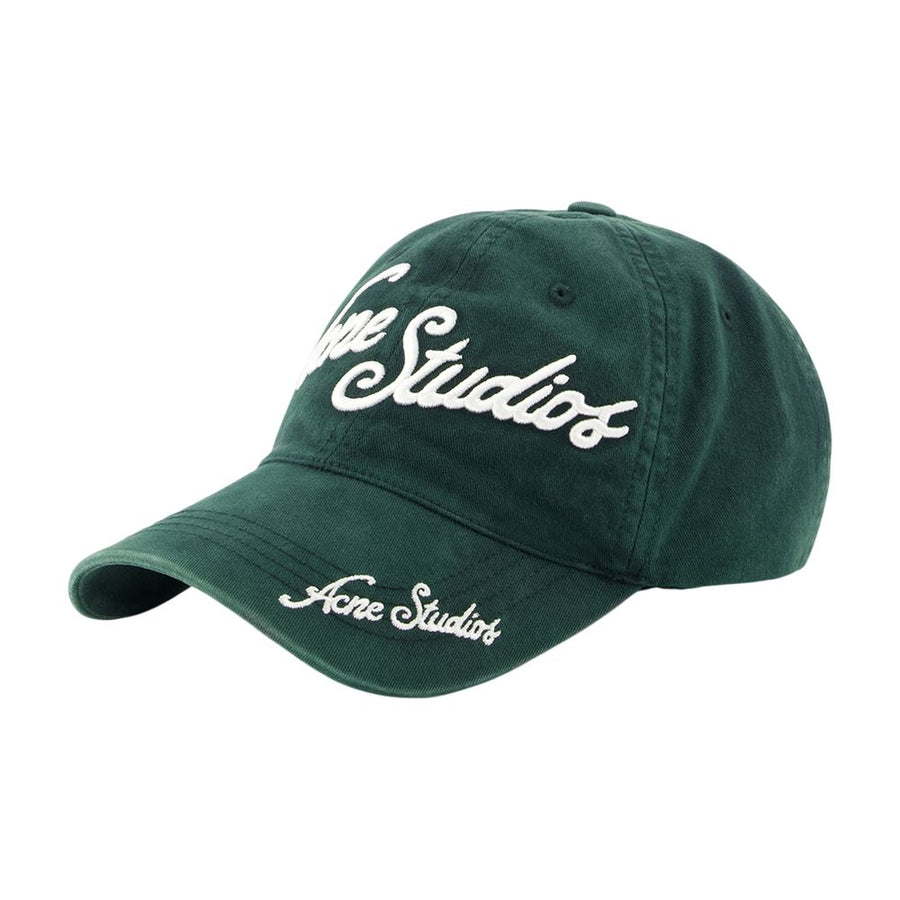 Acne Studios C40475-AAX cotton baseball cap in green
