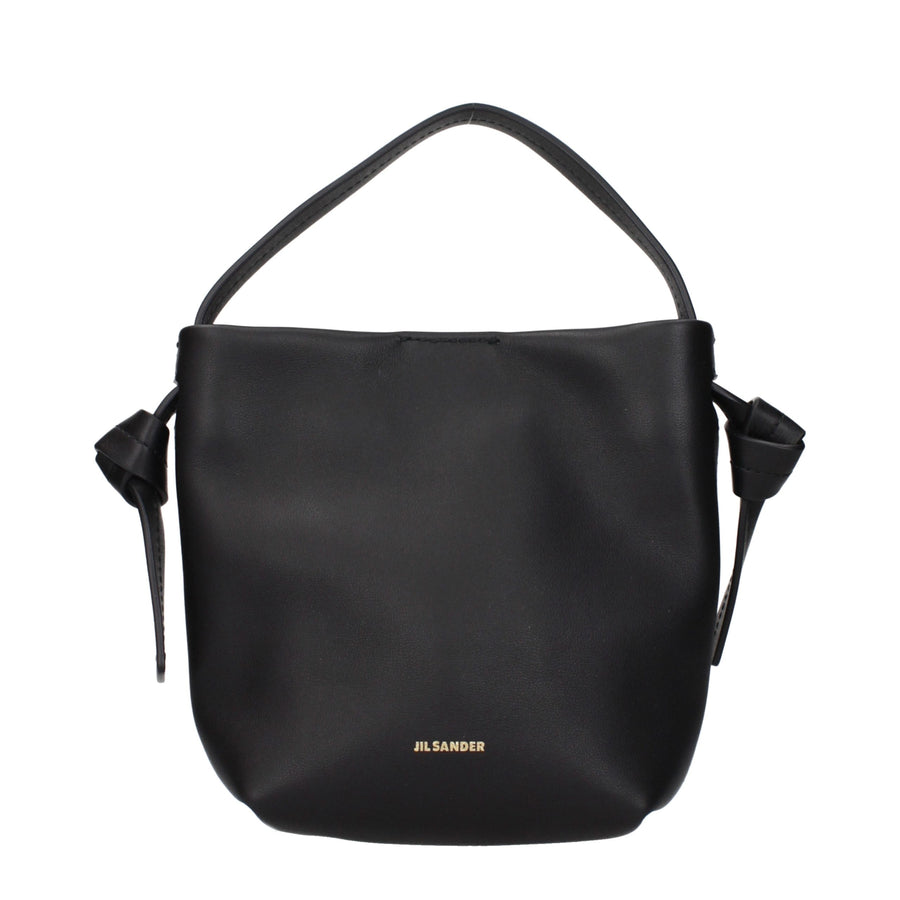Jil Sander leather shoulder bag in black