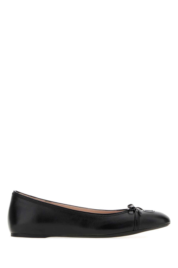 Black Leather Vlogo Signature Ballerinas Nero Ballerine