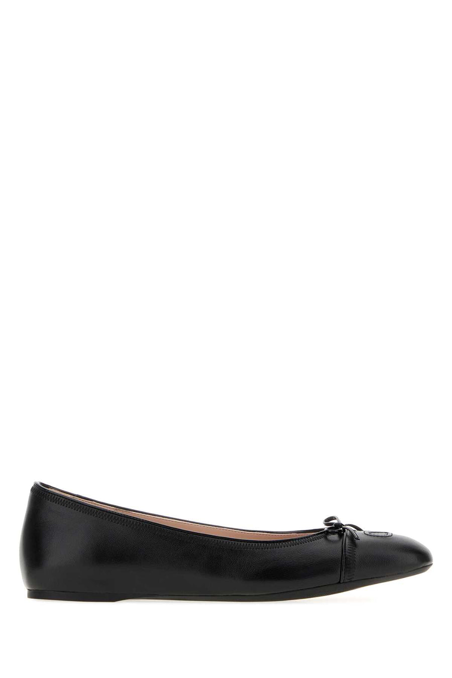Black Leather Vlogo Signature Ballerinas Nero Ballerine