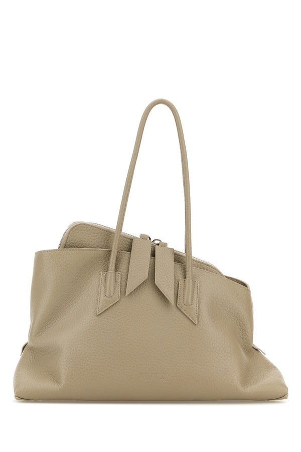 The Attico Handle 100% Leather top handle bag in beige