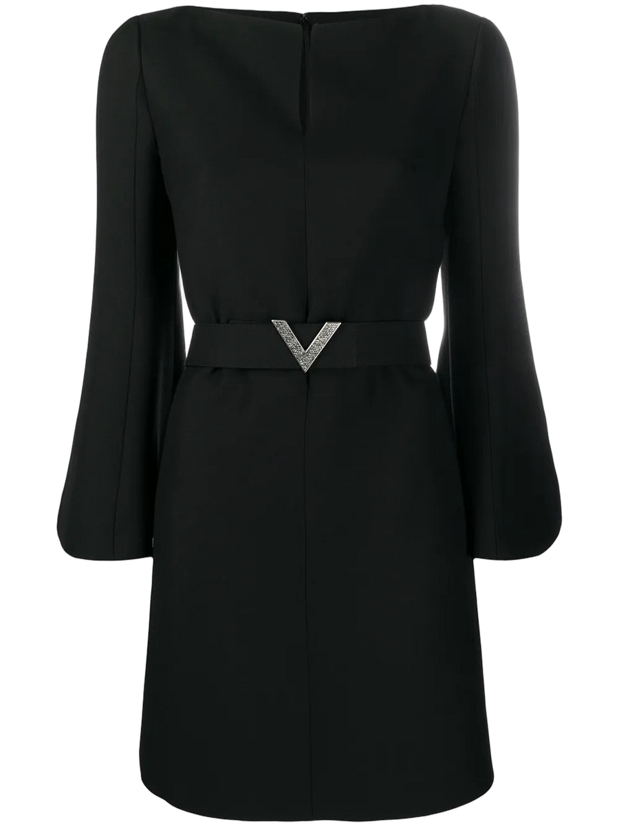 Valentino Stretch virgin wool-silk blend dress in black