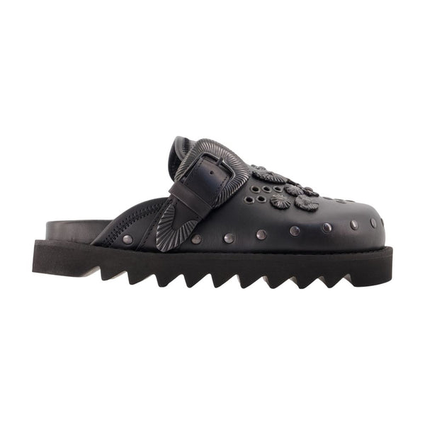 Aj1058 Mules - Toga Pulla Black Leather Cowhide Shoes /