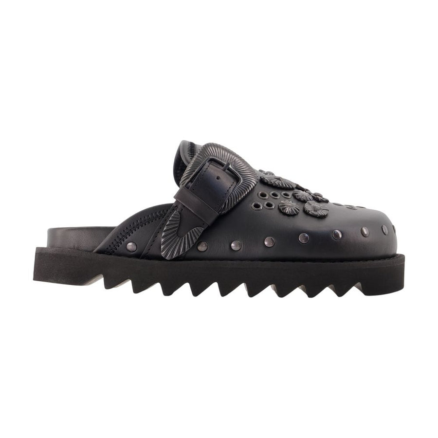 Aj1058 Mules - Toga Pulla Black Leather Cowhide Shoes /