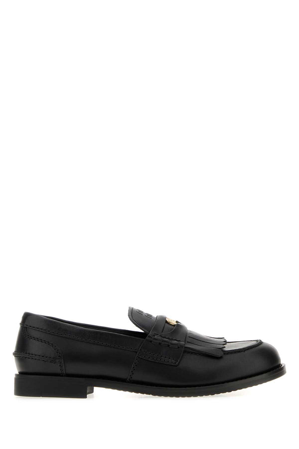 Black Leather Loafers Nero Mocassini