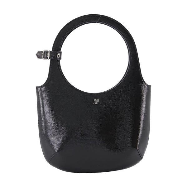 Courreges Leather shoulder bag in black