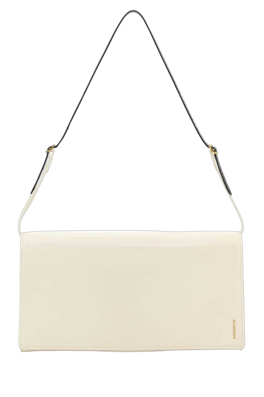Jil Sander Exterior: 100% Calf; Lining: 100% Nappa leather; Finishing: Golden metal shoulder bag in beige