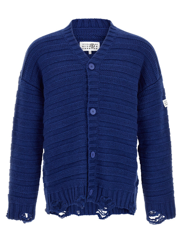 MM6 Maison Margiela 50% Virgin Wool cardigan in blue