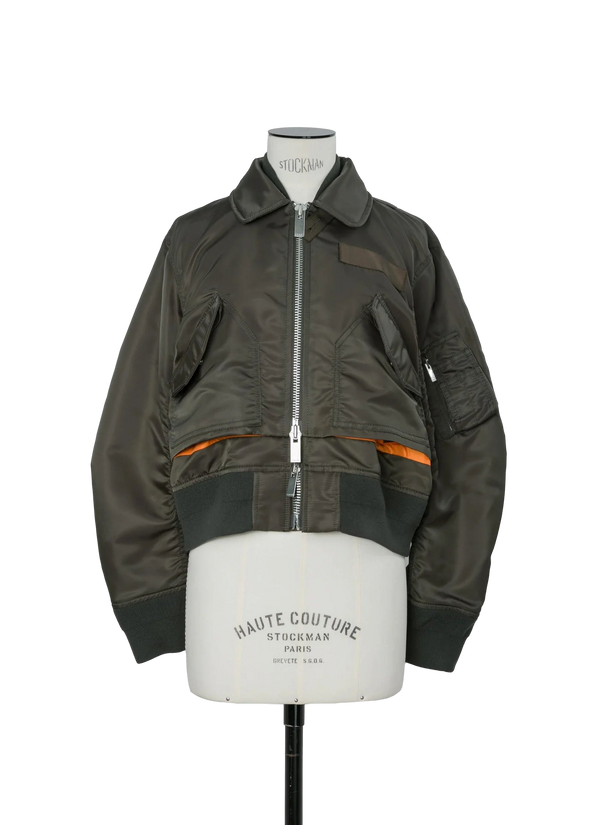 Sacai هجين نايلون تويل جاكيت — كاكي
