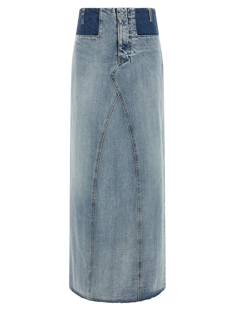 Blue Cotton Mini Skirt