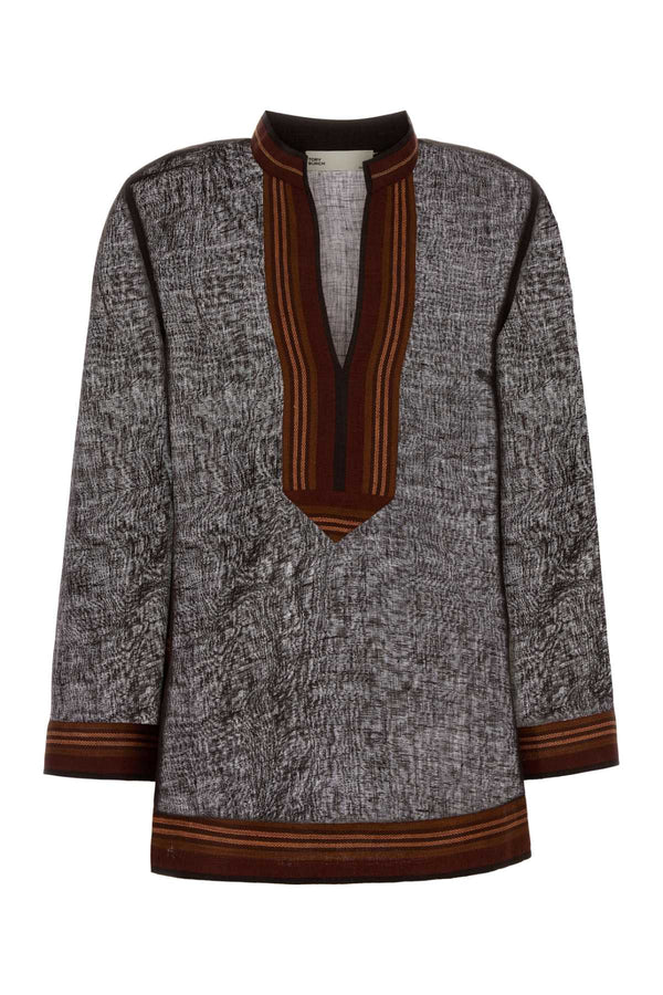 Tory Burch Marrone 100% Linen Exclusive of Trim blouse in brown