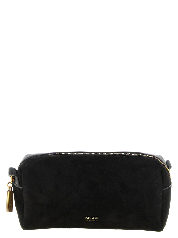 Khaite Suede front panel crossbody bag in black