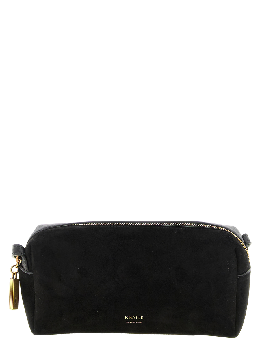 Khaite Suede front panel crossbody bag in black