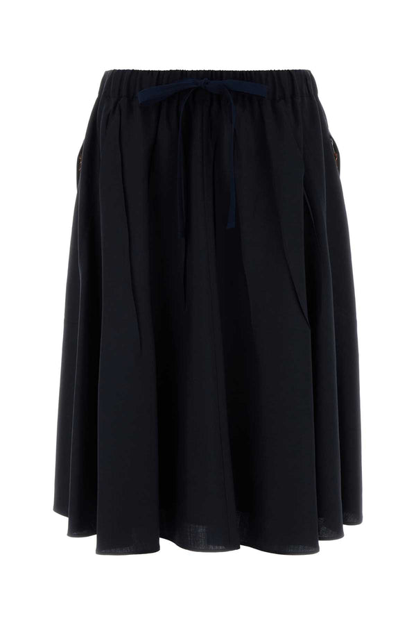 Dark Blue Wool Blend Skirt Bleu Gonne