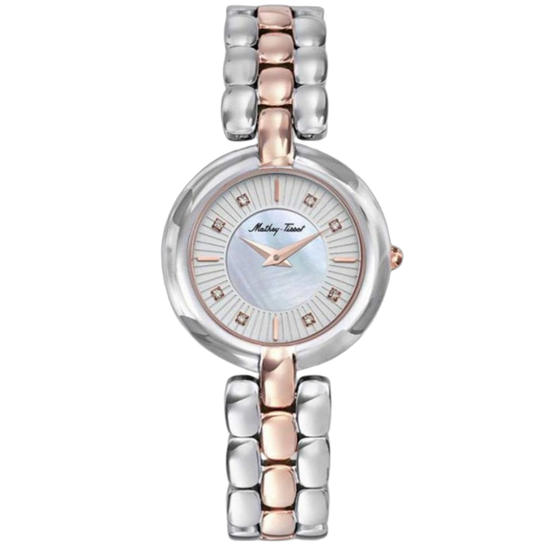 Mathey Tissot Stainless steel case and bracelet; mineral crystal watch in silver