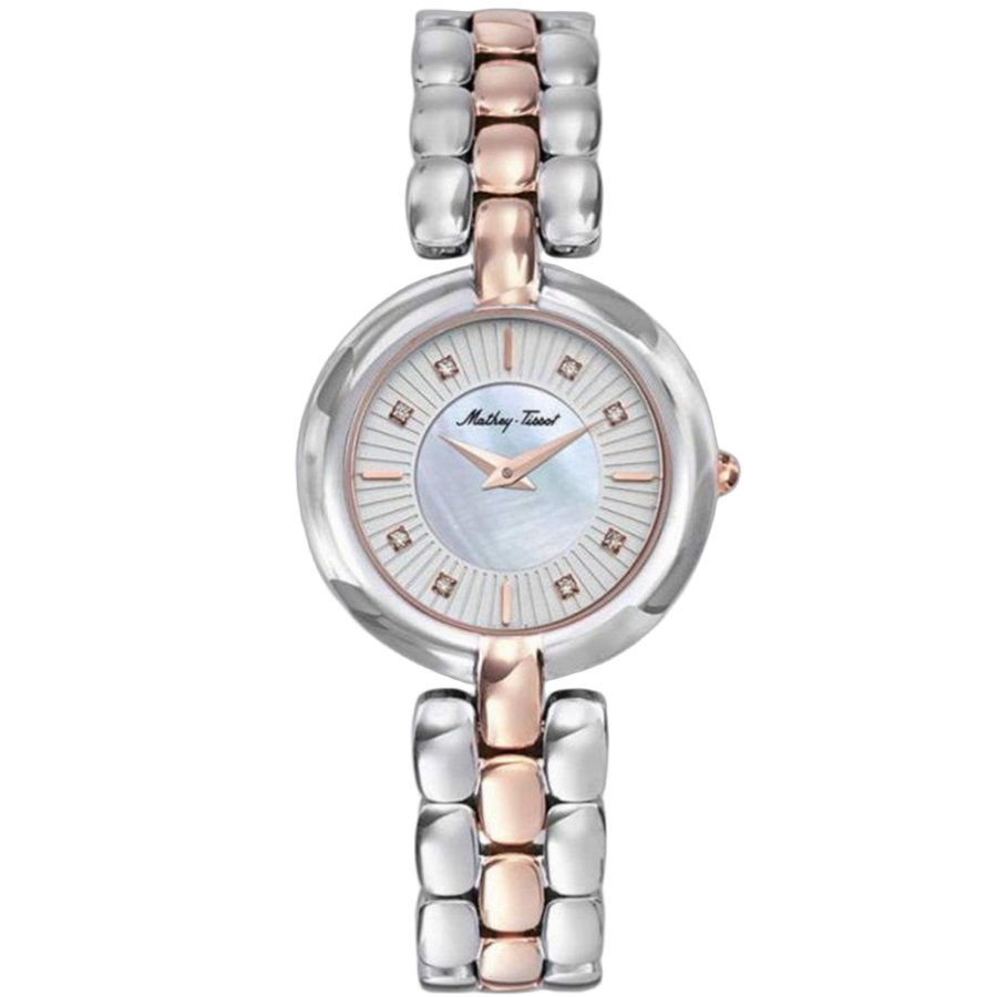 Mathey Tissot Stainless steel case and bracelet; mineral crystal watch in silver