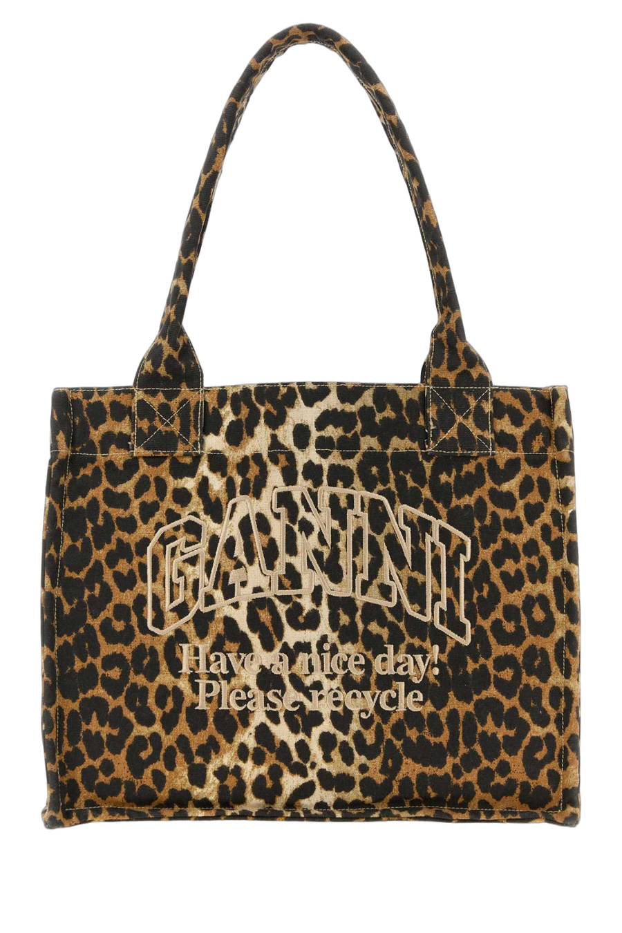 Ganni Easy 100% Fabric tote bag in brown
