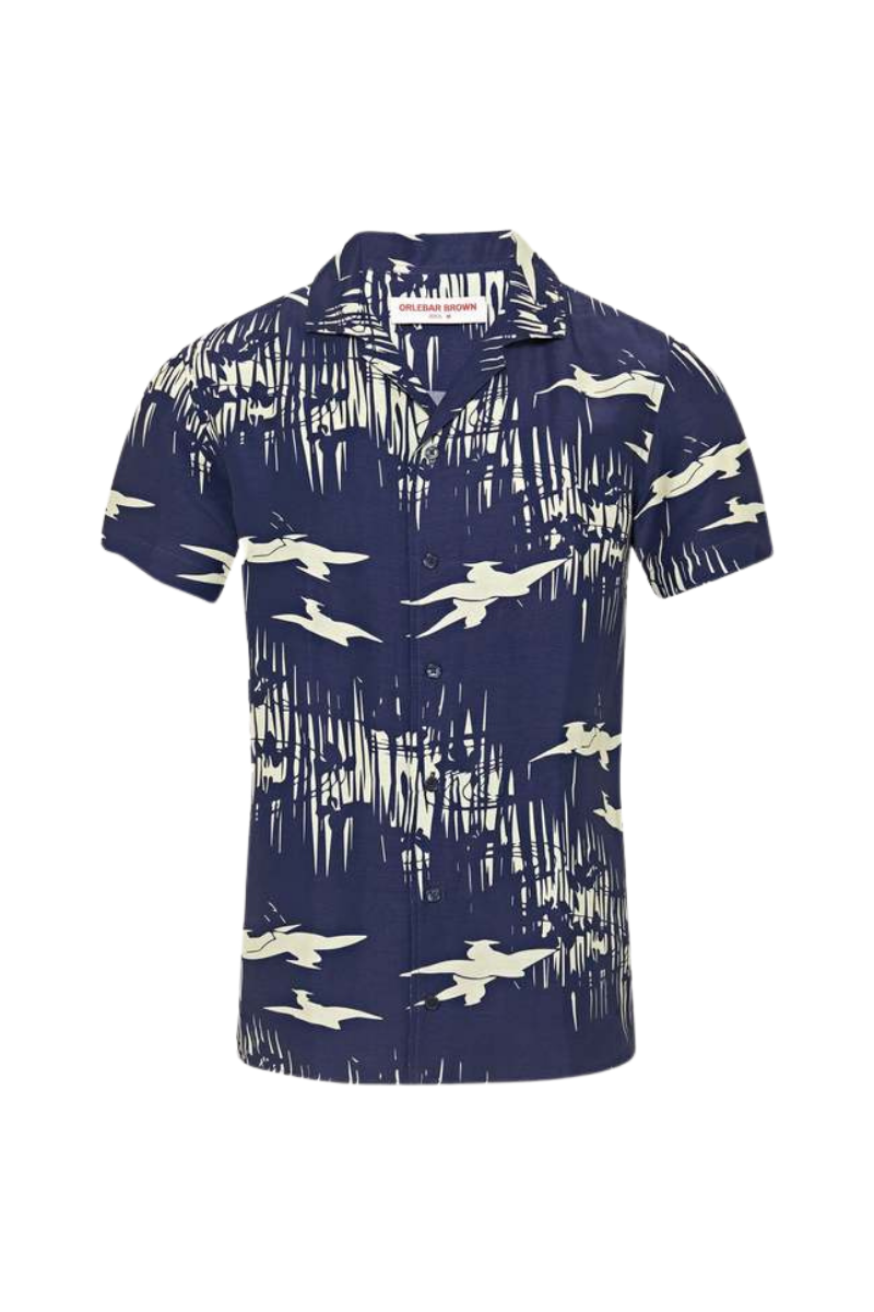 Orlebar Brown 62% Linen shirt in navy