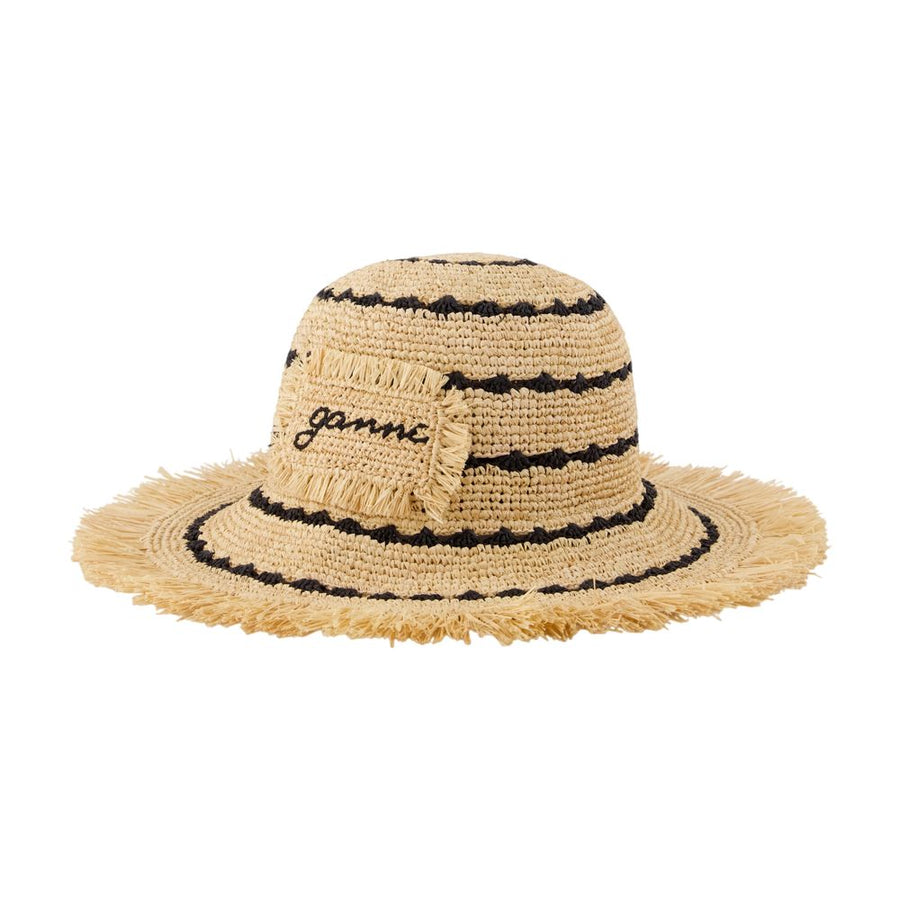 Ganni B3020217-999 Synthetic raffia sun hat in beige