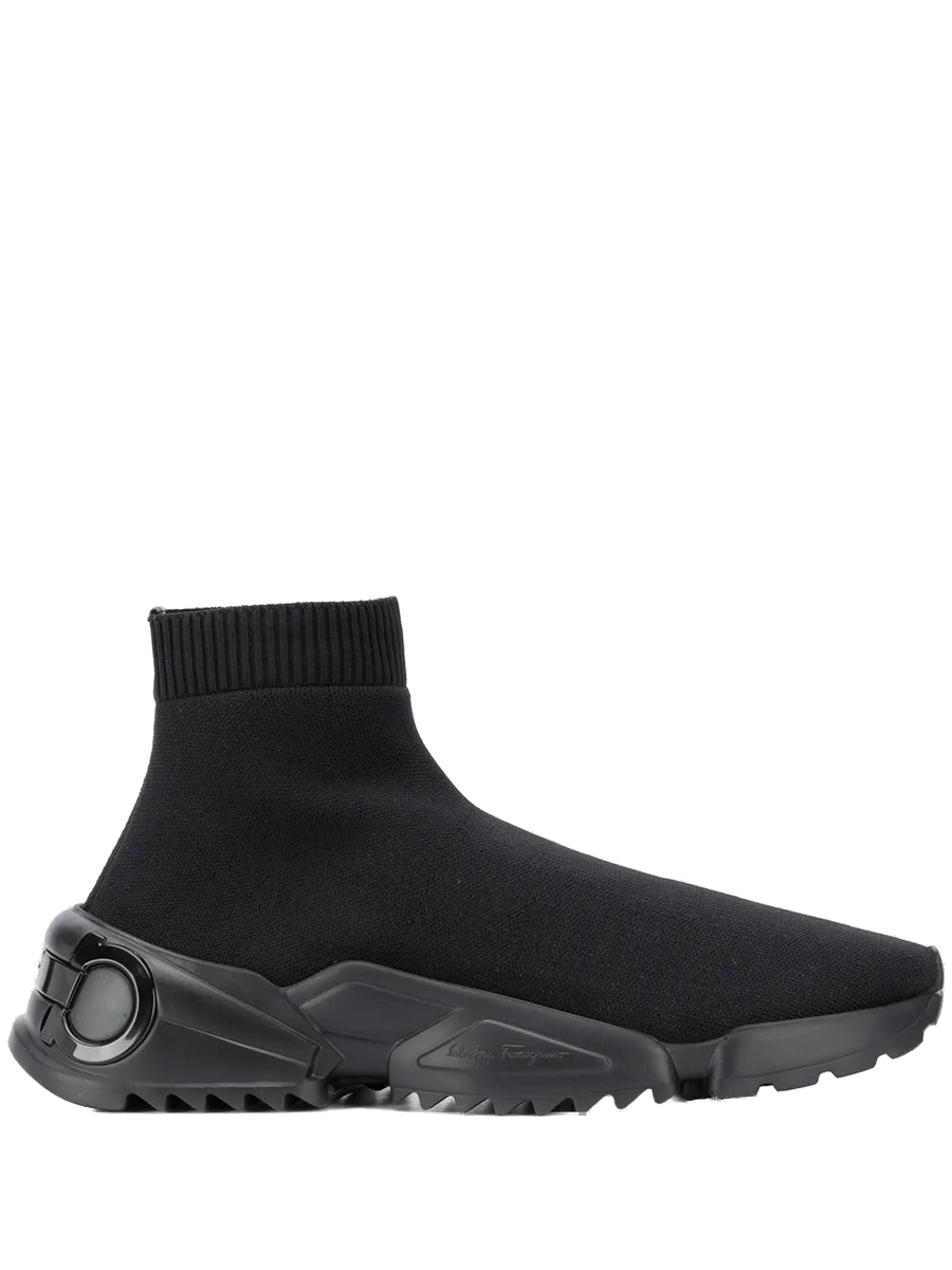 Ferragamo Stretch-knit fabric sneaker in black