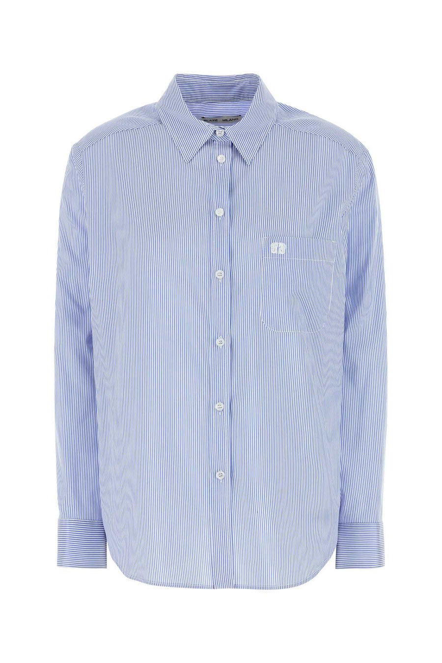 Embroidered Silk Blend Catalina Shirt Sky Exterior: Cotton Camicie