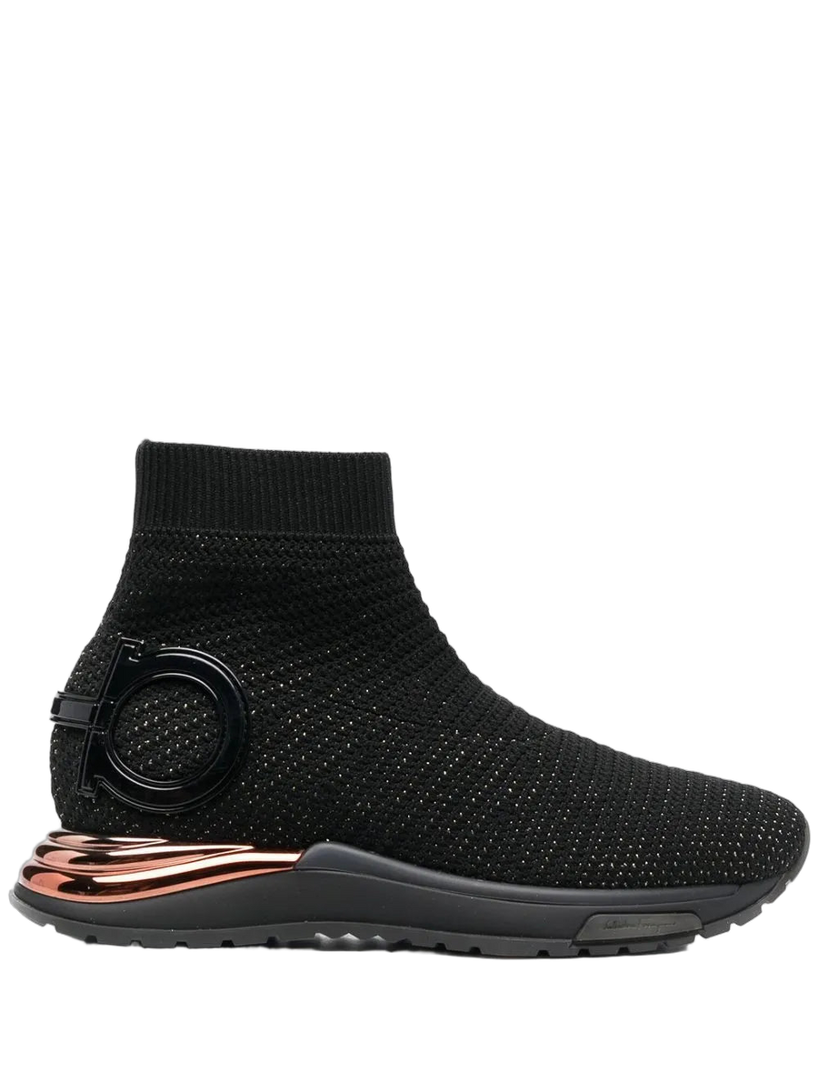Ferragamo Knit upper sneaker in black