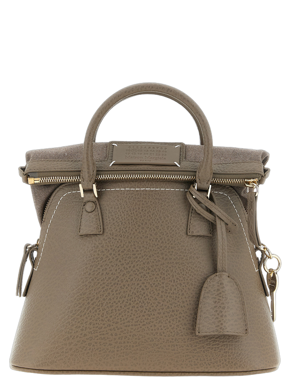 Maison Margiela 100% calfskin leather shoulder bag in gray