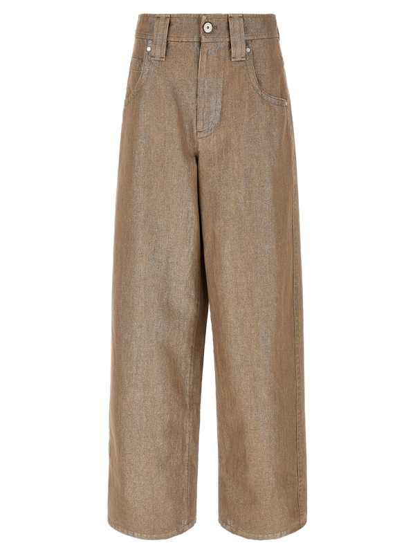Beige Cotton Relaxed Fit Jeans Clothing