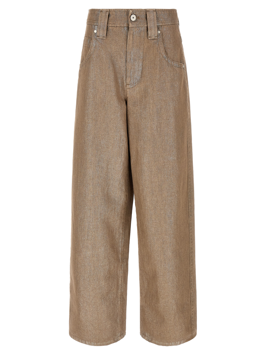 Beige Cotton Relaxed Fit Jeans Clothing