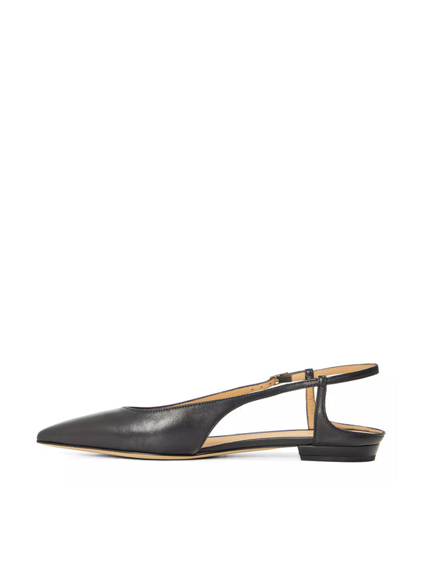 Emporio Armani Leather slingback flat in black