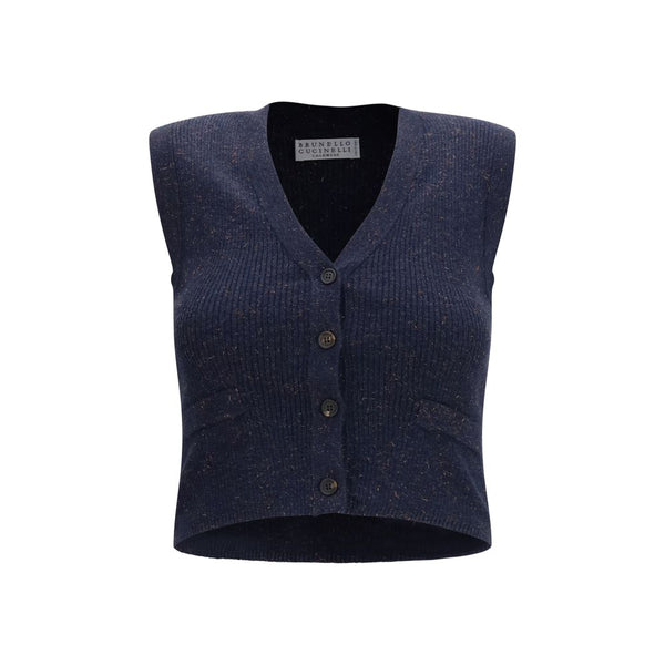 Blue Cashmere Sleeveles Sweater Clothing