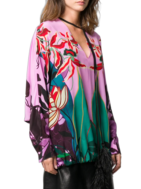 Valentino Silk/Ostrich feather blouse in pink