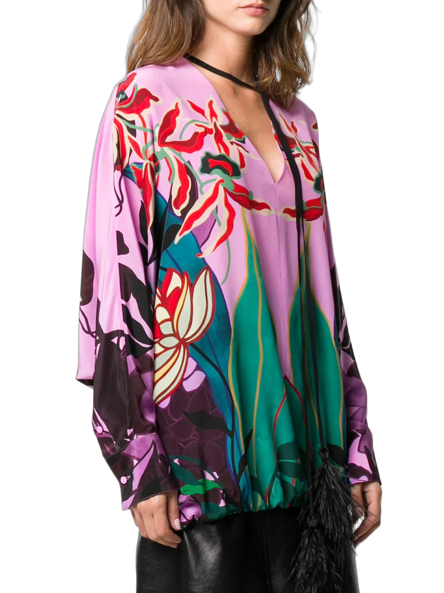 Valentino Silk/Ostrich feather blouse in pink