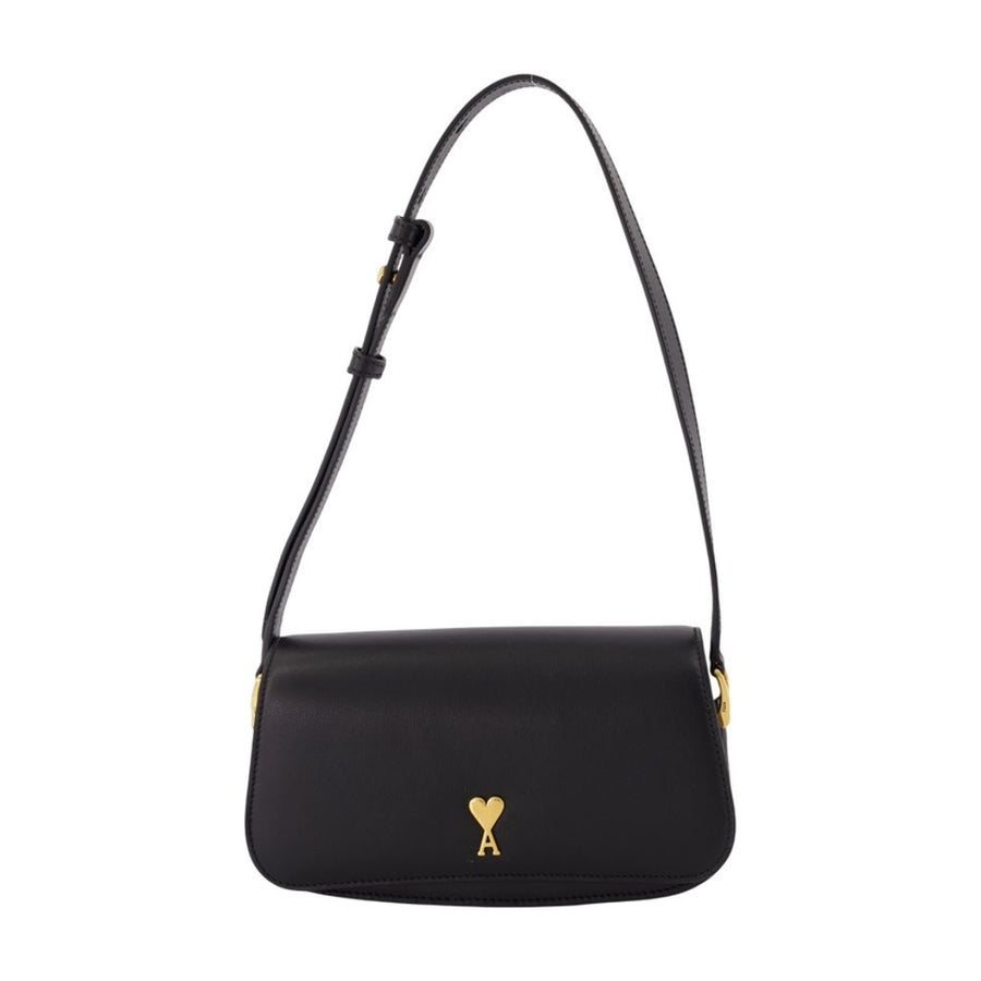 AMI Paris Calfskin shoulder bag in black